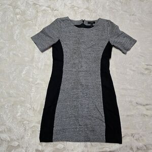 J. Crew Color Block Sheath Dress Sz 4 Black Gray Stretch Short Officewear Pencil